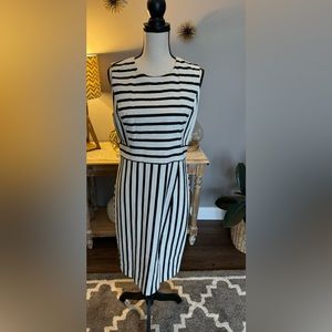 Ann Taylor Black and White Striped Dress